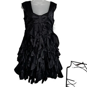 NWT RYU Dress SZ Med Black Cascading Ruffles BabyDoll Cocktail Fairy Whimsy Goth